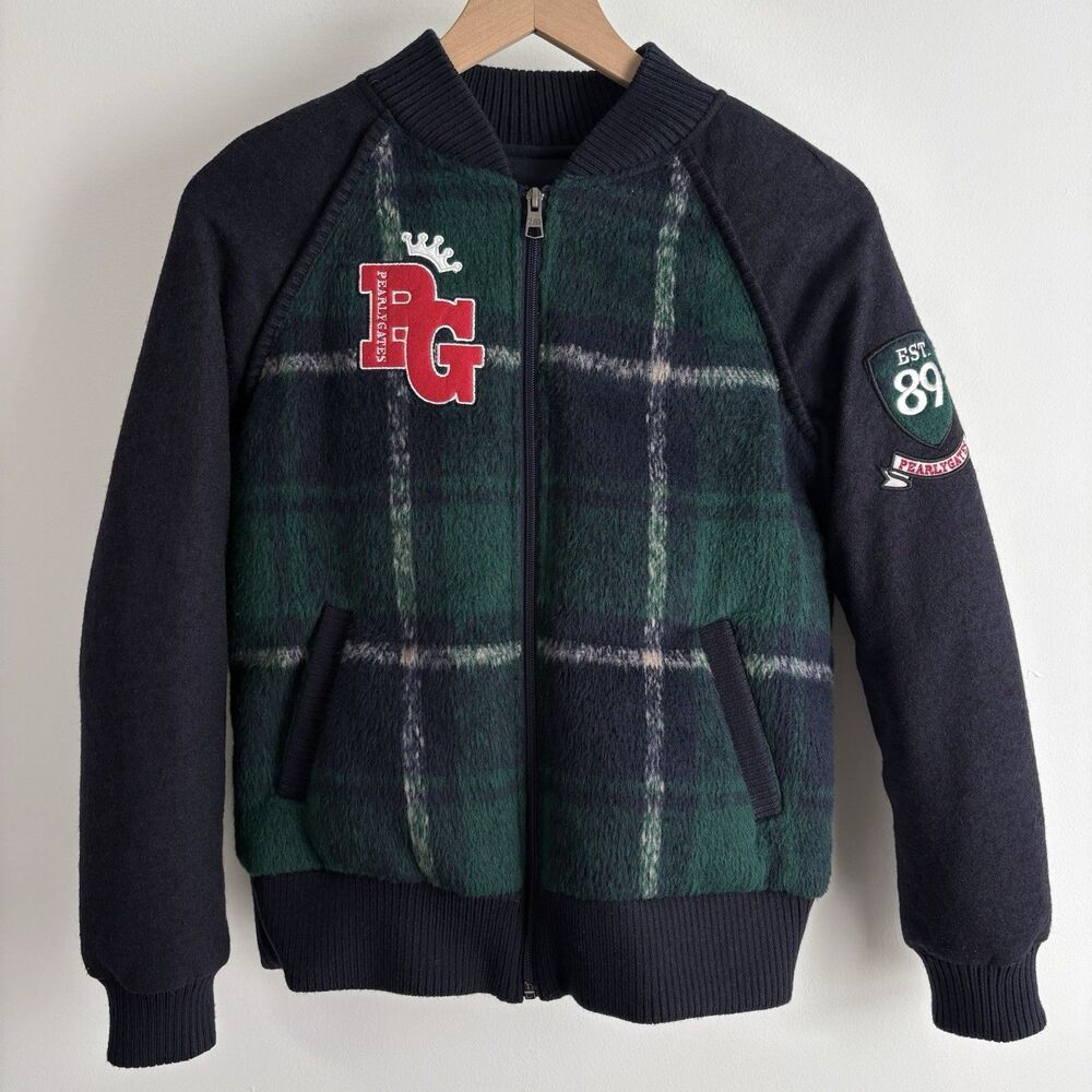 Pearly Gates Varsity Bomber Jacket (Sz Small) Plaid Wool Down Golf Full Zip